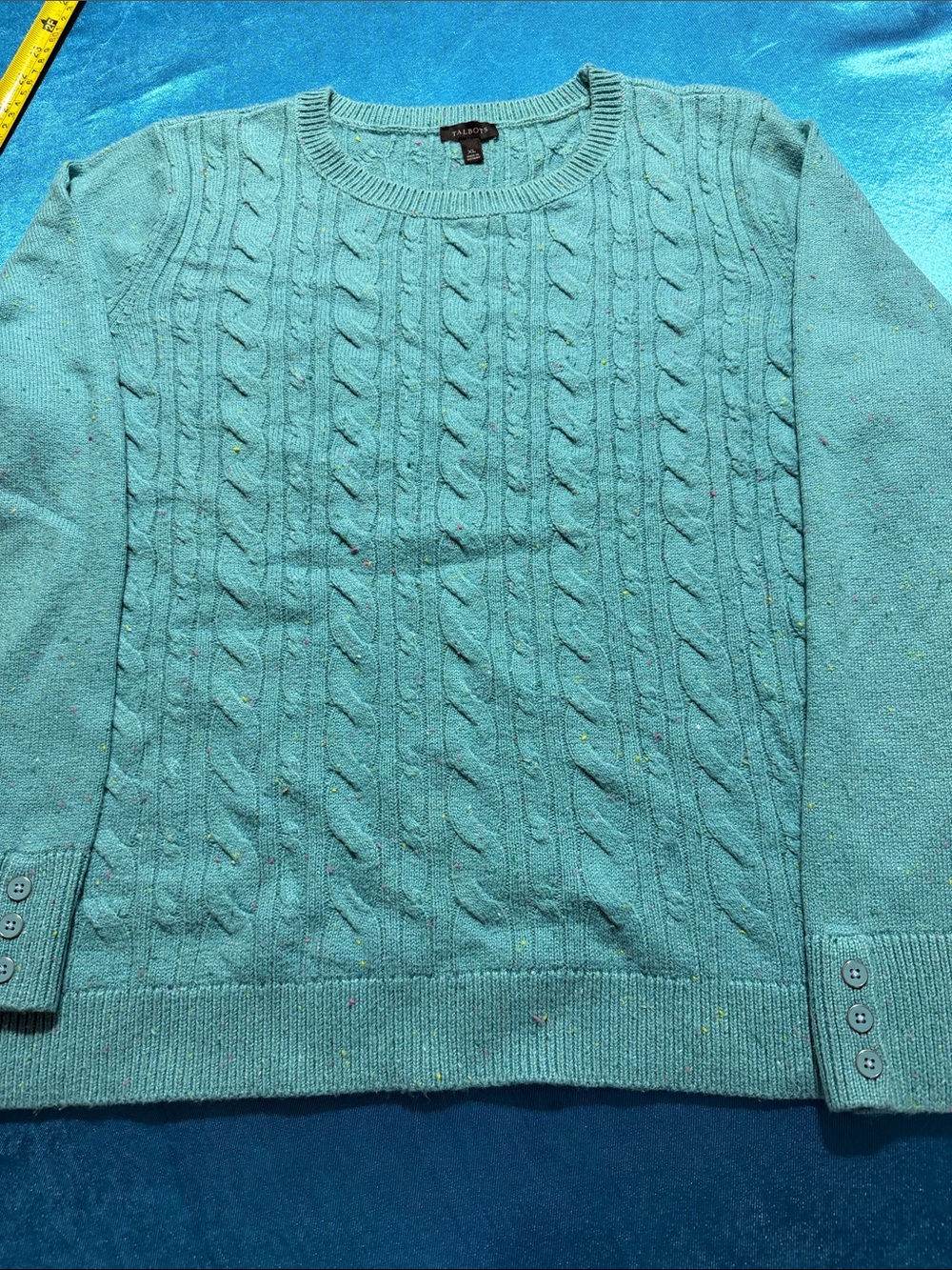 Talbots Mint Cable-Knit Crewneck Sweater